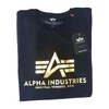 Kép 2/3 - Alpha Industries Basic T-Shirt Foil Print póló, black/yellow gold, L