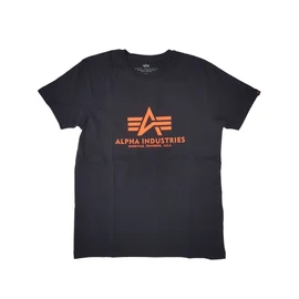 Alpha Industries Basic T neon print póló, black - neon orange, M
