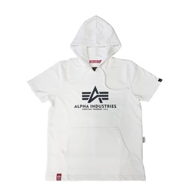 Alpha Industries Basic Hooded póló, white-black, L