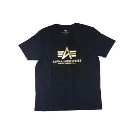 Alpha Industries Basic T-Shirt Foil Print póló, black/yellow gold, L