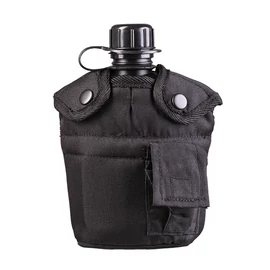 Miltec US műanyag kulacs szövettokkal és pohárral, 900ml, fekete