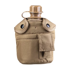 Miltec US műanyag kulacs szövettokkal és pohárral, 900ml, coyote