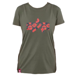 Alpha Industries Flock Flower Print T Wmn póló, dark olive, M