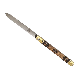 Betyár bicska, szalonnázó, olajfa markolat, népi motívum