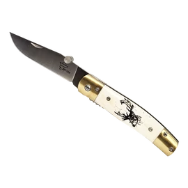 Betyár bicska, maskara, csont markolat, szarvas motívum