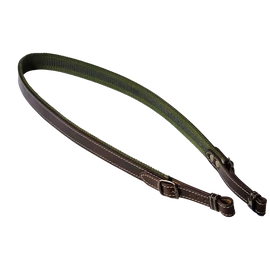 Bőr, gyöngyvászon vadászpuska szíj - barna, zöld 28/1080