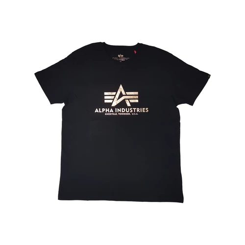 Alpha Industries Basic T foil print, black-gold, M