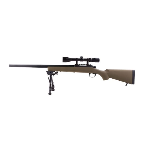 SW-10 UPGRADE airsoft mesterlövész puska, távcső+bipod, tan