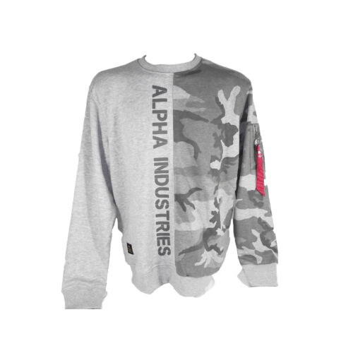 Alpha Industries Camo Half Sweater pullóver, Grey Camo, M