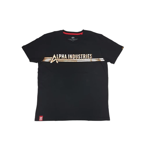 Alpha Industries T Foil Print póló, black-yellow gold, M