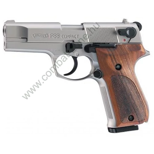 Walther P88 Nikkel gáz-riasztó pisztoly, fa markolat