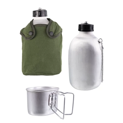 Miltec francia, alumínium kulacs tokkal és csajkával, 1.3 liter
