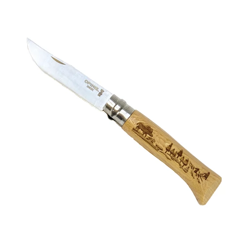 Opinel no.8 kés, inox, vaddisznó minta