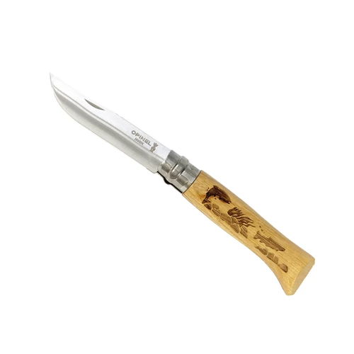 Opinel no.8 kés, inox, hal minta