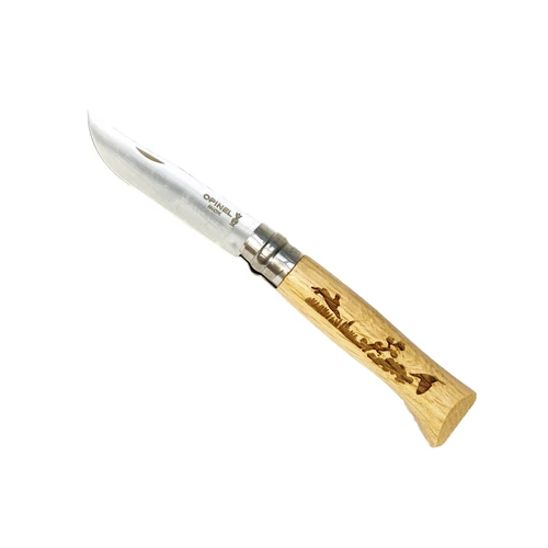 Opinel no.8 kés, inox, nyúl minta