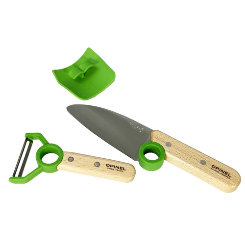 Opinel Le Petit Chef konyhai késkészlet, ujjvédővel, zöld