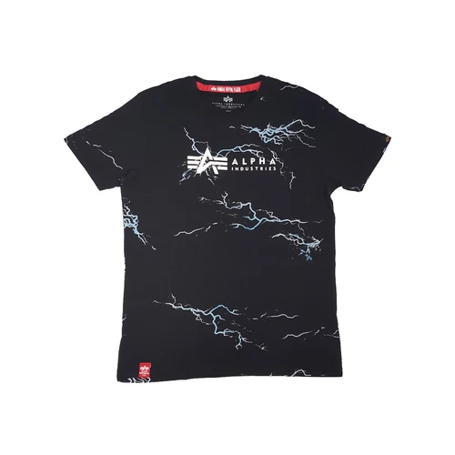 Alpha Industries Lightning AOP T póló, black/white, M