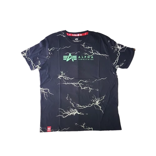 Alpha Industries Lightning AOP T póló, black/poisongreen, M