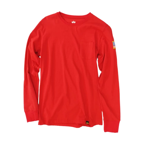 Alpha Industries NASA LS hosszú újju póló, tűzpiros, M