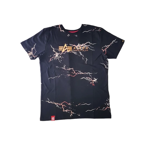 Alpha Industries Lightning AOP T póló, black/orange, M